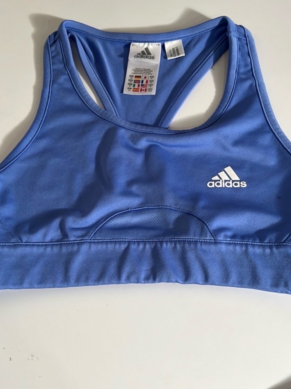 adidas Light Blue sports Bra Top with White Logo
